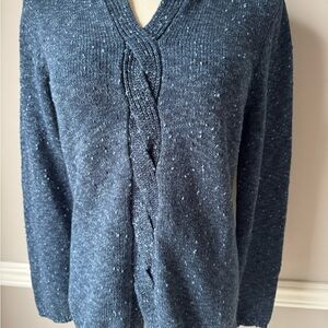 Women's Blue Cable Knit Sweater